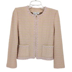 St. John Collection Pink and Yellow Tweed Jacket Size 4 Preppy Old Money Mature